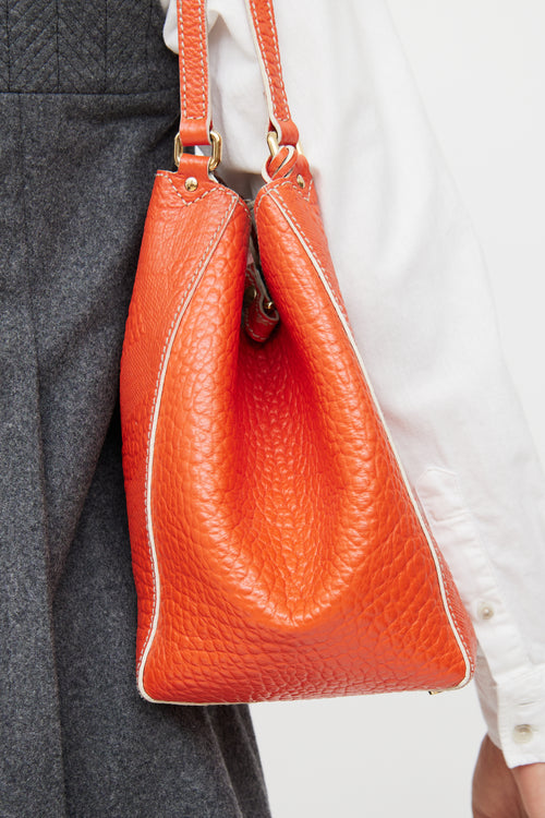 Burberry Orange Embossed Canterbury Tote Bag