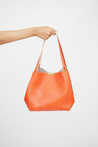 Burberry Orange Embossed Canterbury Tote Bag