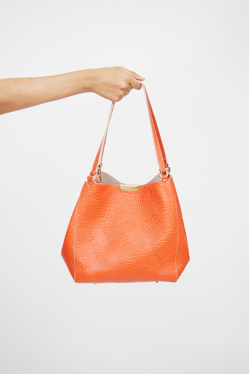 Burberry Orange Embossed Canterbury Tote Bag