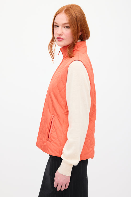 Burberry Orange Quilted Zip Vest