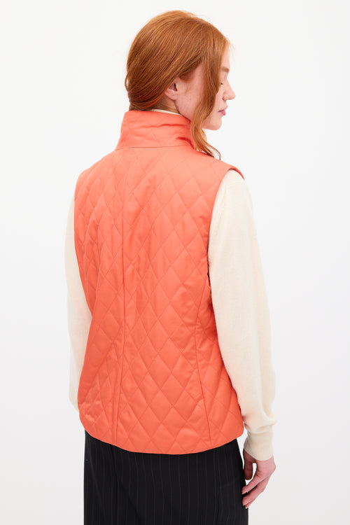 Burberry Orange Quilted Zip Vest