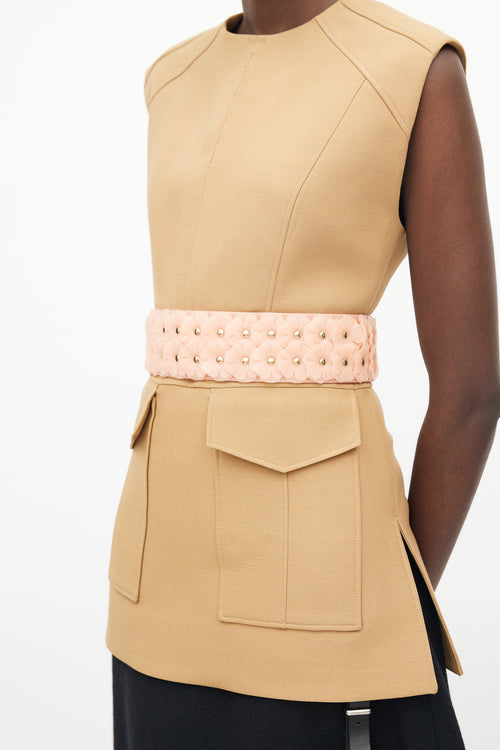 Burberry Pink 
Gold Rubber Flower Belt