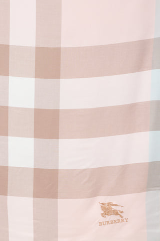 Burberry Pink 
Multicolour Cashmere Plaid Scarf