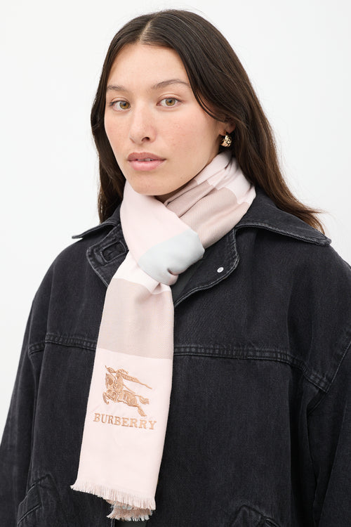 Burberry Pink 
Multicolour Cashmere Plaid Scarf