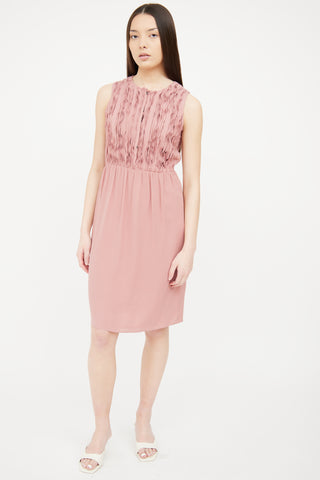 Burberry Pink Silk Ruffle Dress