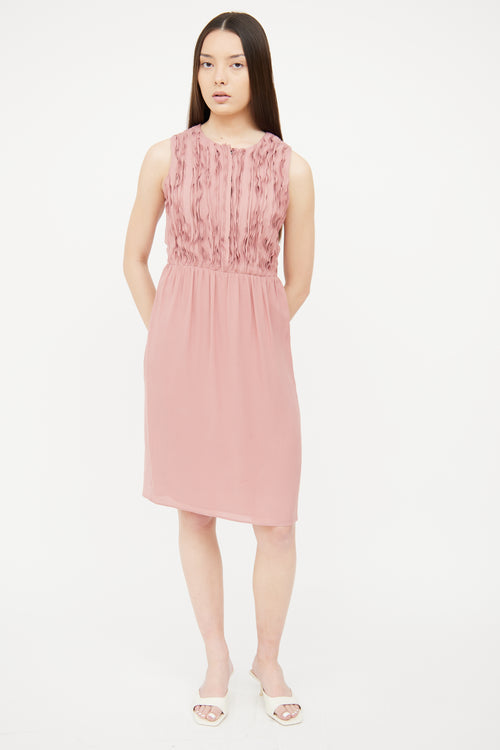 Burberry Pink Silk Ruffle Dress