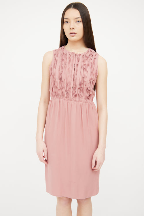 Burberry Pink Silk Ruffle Dress