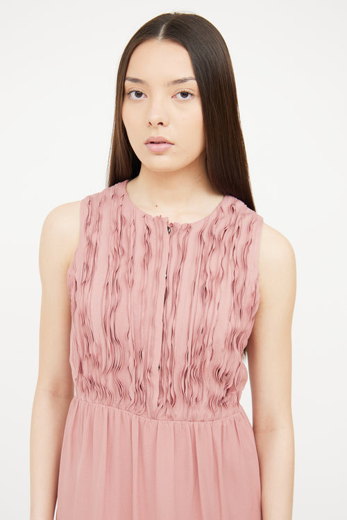 Burberry Pink Silk Ruffle Dress