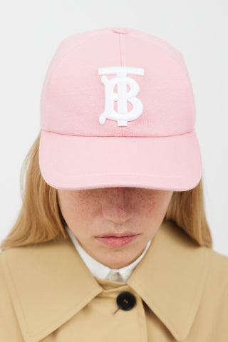 Burberry Pink 
White TB Logo Hat