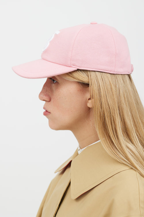 Burberry Pink 
White TB Logo Hat