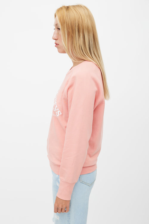 Burberry Pink 
White Embroidered Logo Sweatshirt