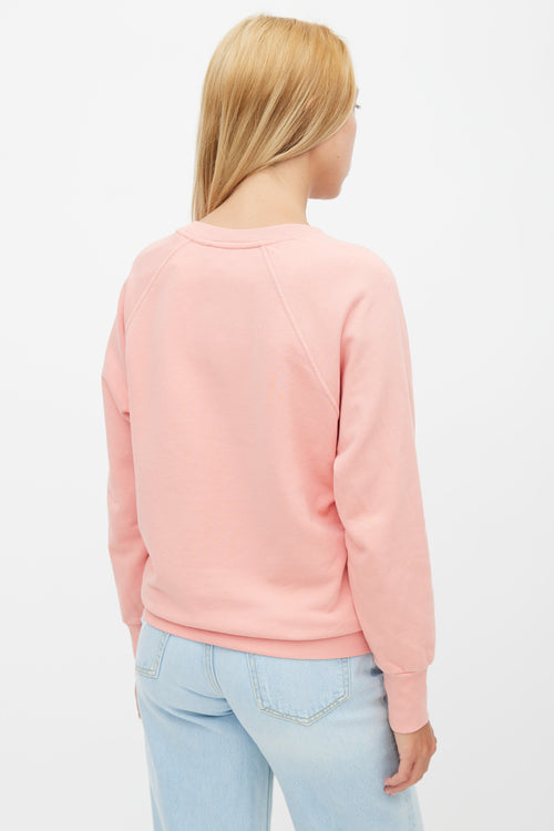 Burberry Pink 
White Embroidered Logo Sweatshirt