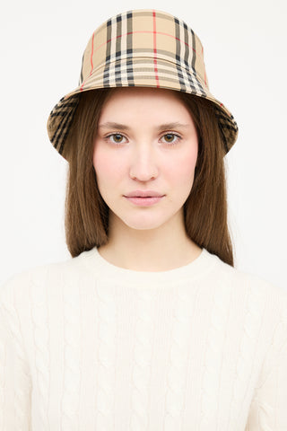 Burberry Beige 
Multicolour Nova Check Bucket Hat