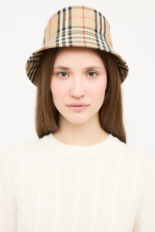 Burberry Beige 
Multicolour Nova Check Bucket Hat