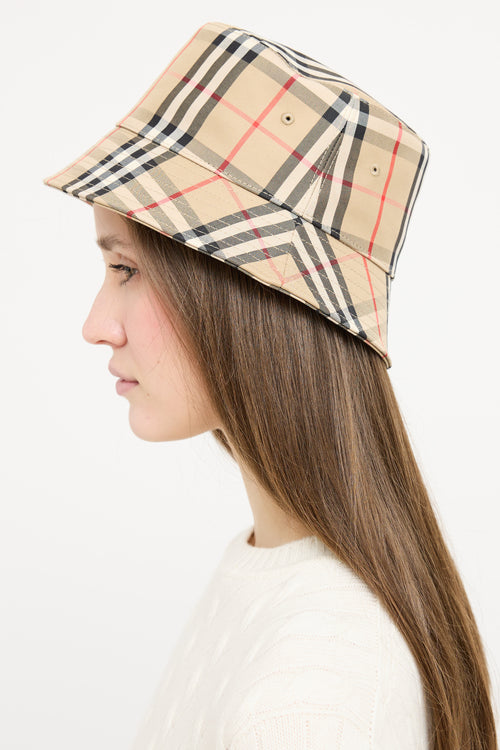 Burberry Beige 
Multicolour Nova Check Bucket Hat