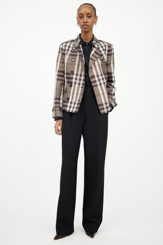 Burberry Grey Check 
Shimmer Double Breasted Jacket