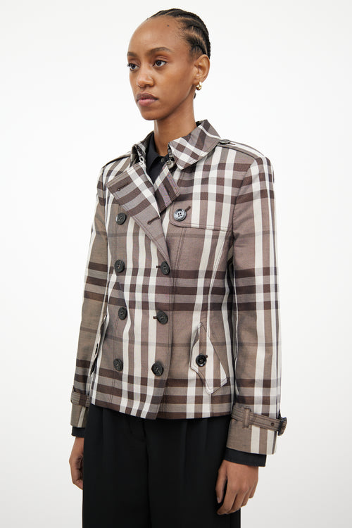 Burberry Grey Check 
Shimmer Double Breasted Jacket