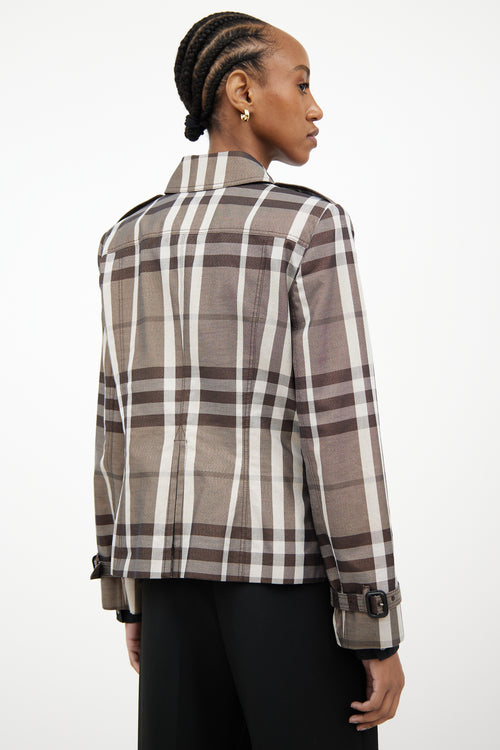 Burberry Grey Check 
Shimmer Double Breasted Jacket