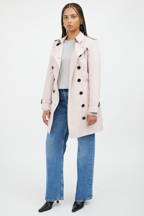 Burberry Light Pink Midi Trench Coat