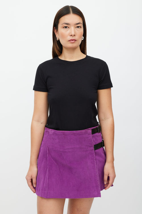 Burberry Purple Corduroy Mini Kilt Skirt