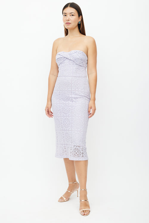 Burberry Purple Gathered Lace Dress