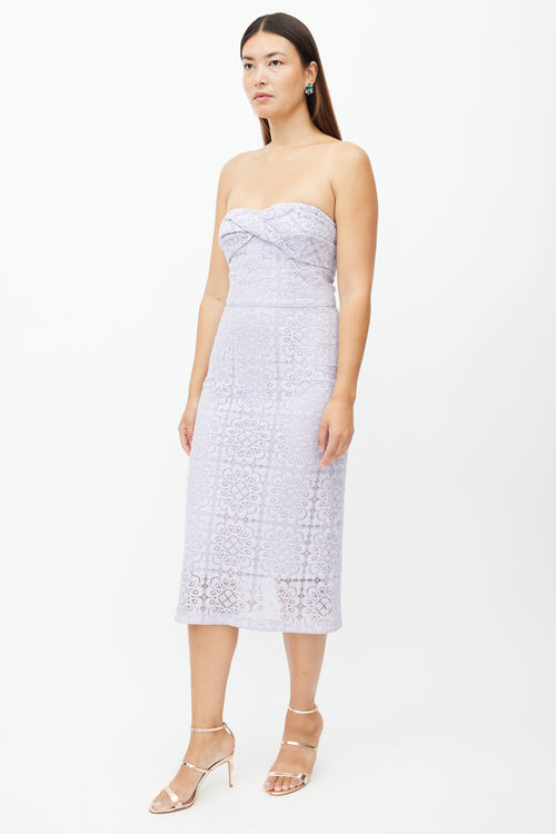 Burberry Purple Gathered Lace Dress