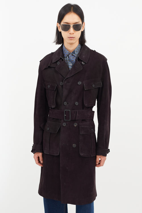 Burberry Purple Leather Trench Coat