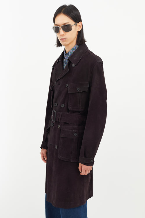 Burberry Purple Leather Trench Coat