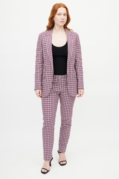 Burberry Purple 
Multicolour Plaid Two Piece Suit