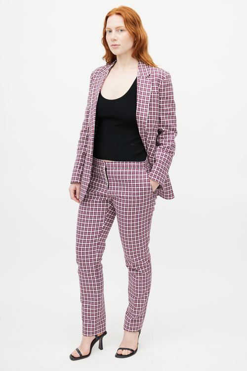 Burberry Purple 
Multicolour Plaid Two Piece Suit