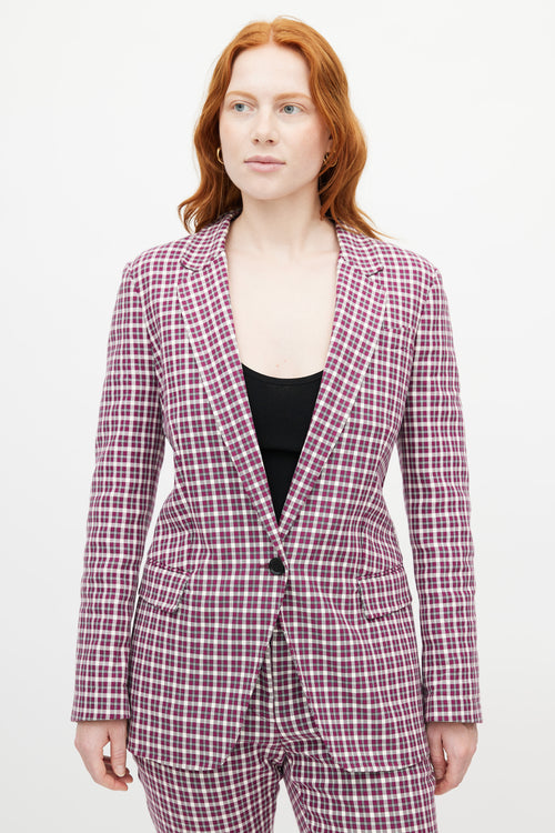 Burberry Purple 
Multicolour Plaid Two Piece Suit