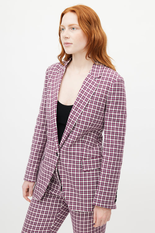 Burberry Purple 
Multicolour Plaid Two Piece Suit