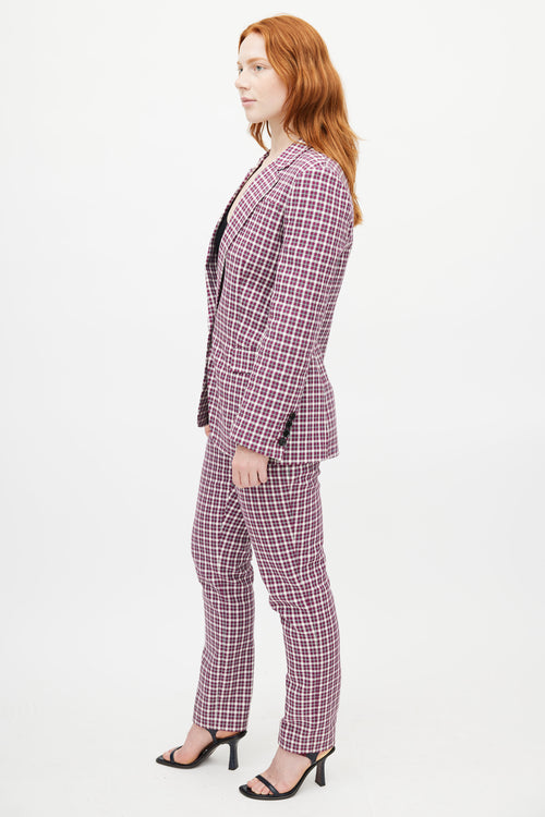 Burberry Purple 
Multicolour Plaid Two Piece Suit