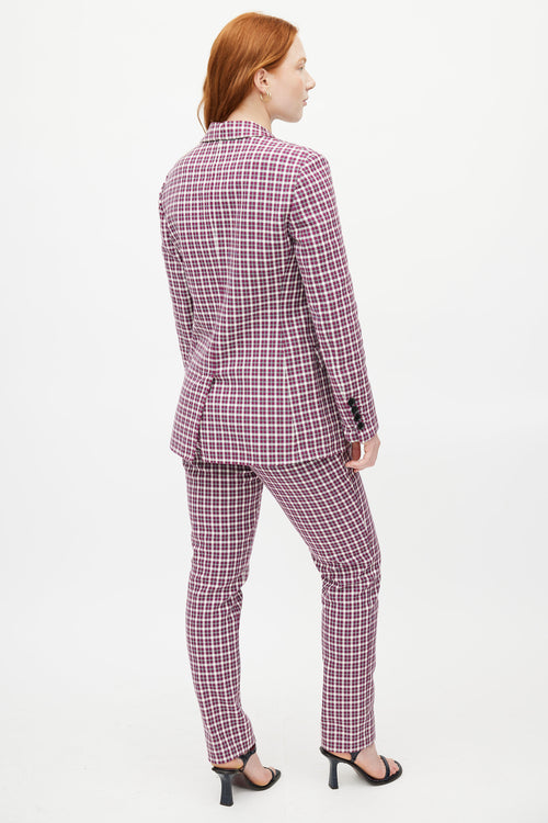 Burberry Purple 
Multicolour Plaid Two Piece Suit