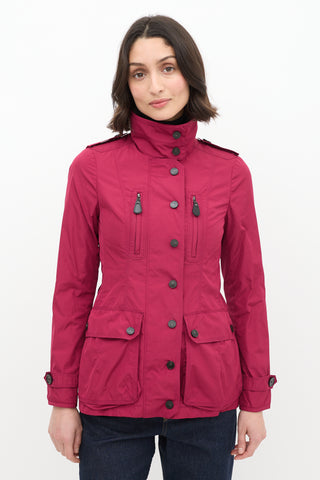 Burberry Purple Nylon Zip Midi Jacket