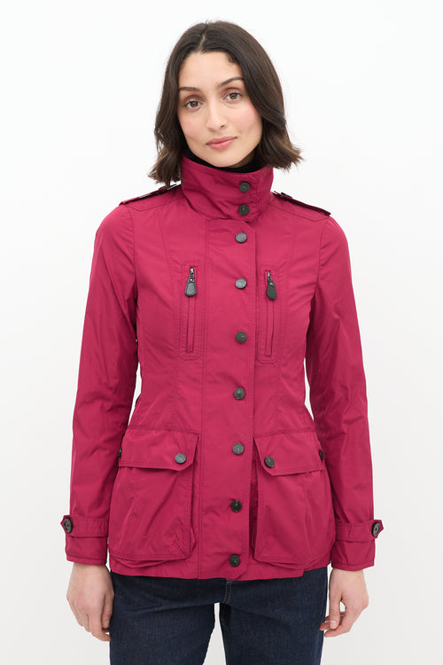 Burberry Purple Nylon Zip Midi Jacket