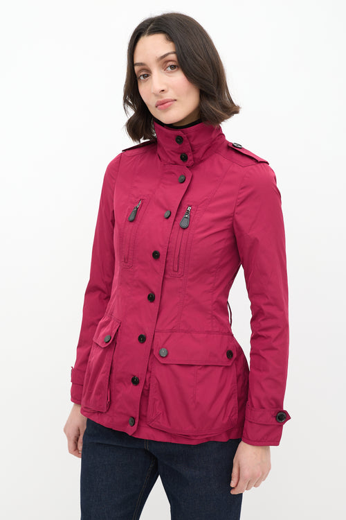 Burberry Purple Nylon Zip Midi Jacket