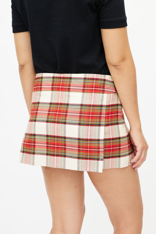 Burberry Red 
Beige Check  Skirt