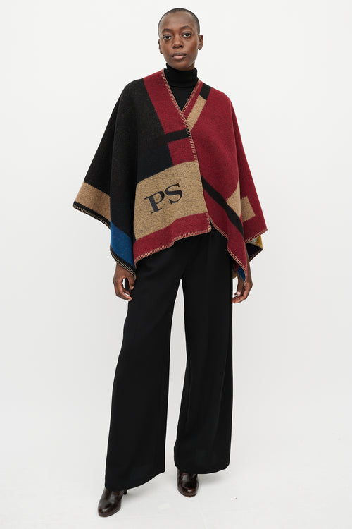 Burberry Red 
Beige 
PS
 Embroidered Shawl