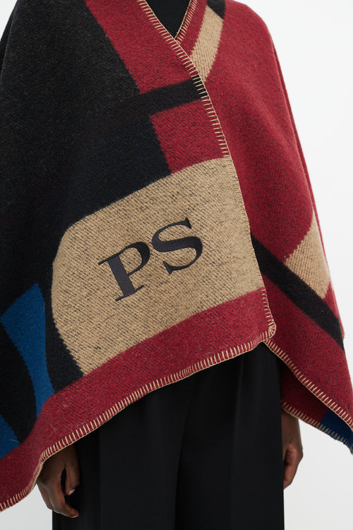 Burberry Red 
Beige 
PS
 Embroidered Shawl