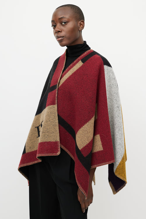 Burberry Red 
Beige 
PS
 Embroidered Shawl