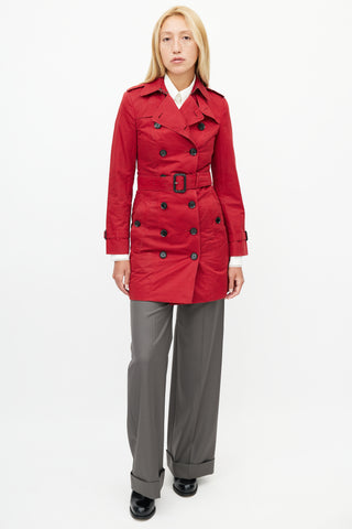 Burberry Red Belted Trench Coat