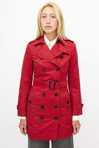 Burberry Red Belted Trench Coat