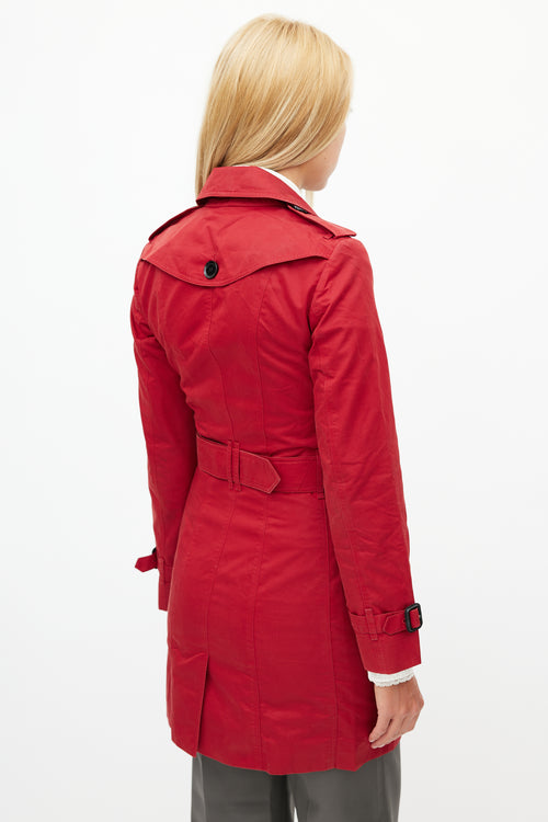 Burberry Red Belted Trench Coat