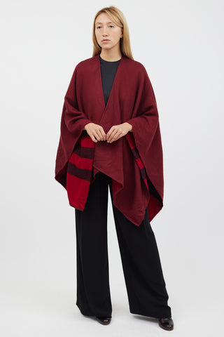 Burberry Red 
Black Wool Plaid Shawl