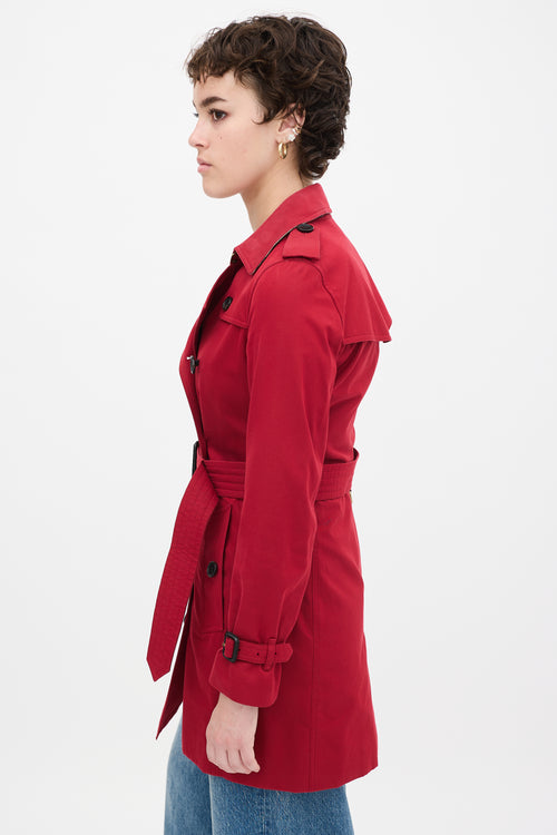 Burberry Red Cotton Kensington Medium Trench Coat