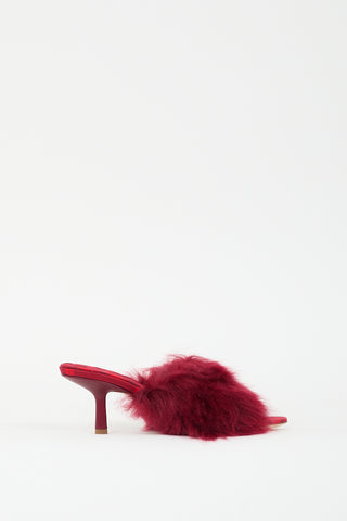 Burberry Red Faux Fur Minnie Mule