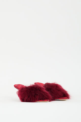 Burberry Red Faux Fur Minnie Mule