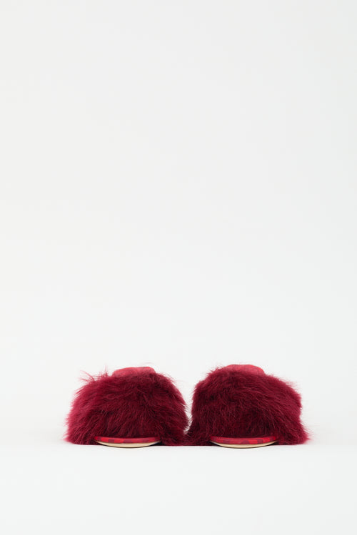 Burberry Red Faux Fur Minnie Mule