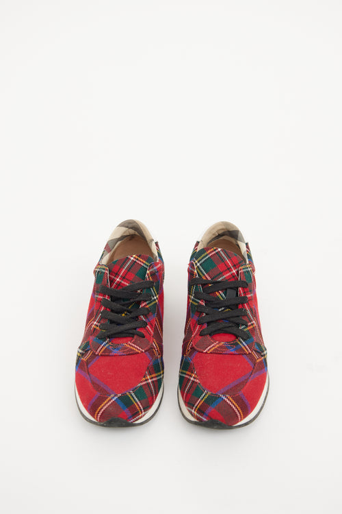 Burberry Red Multi Colour Tartan Sneaker